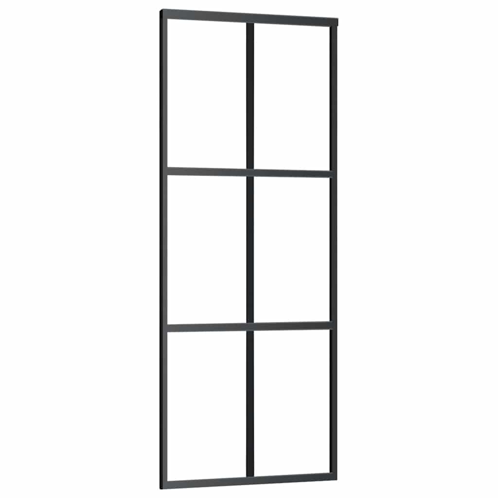 skydedør med hardwaresæt 90x205 cm ESG glas sort