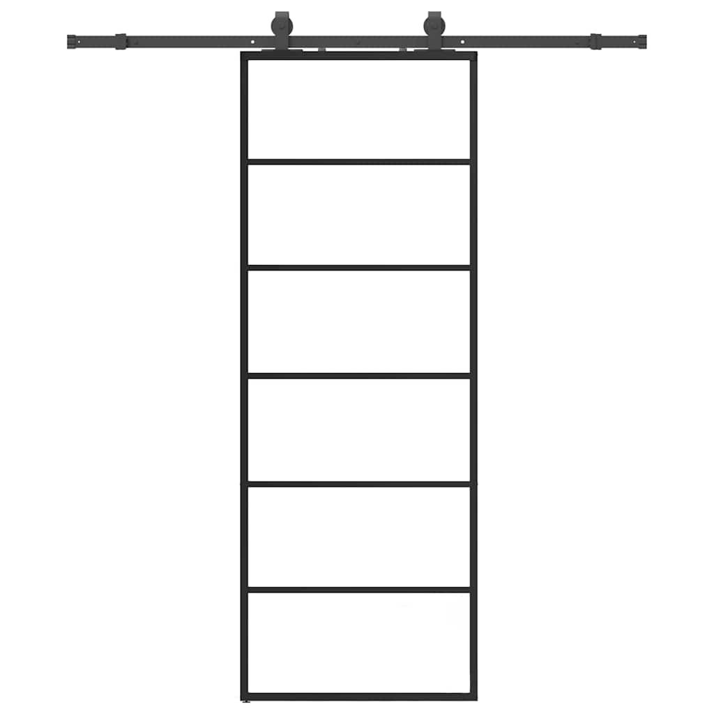 skydedør med hardwaresæt 76x205 cm ESG glas sort