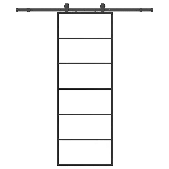 skydedør med hardwaresæt 76x205 cm ESG glas sort