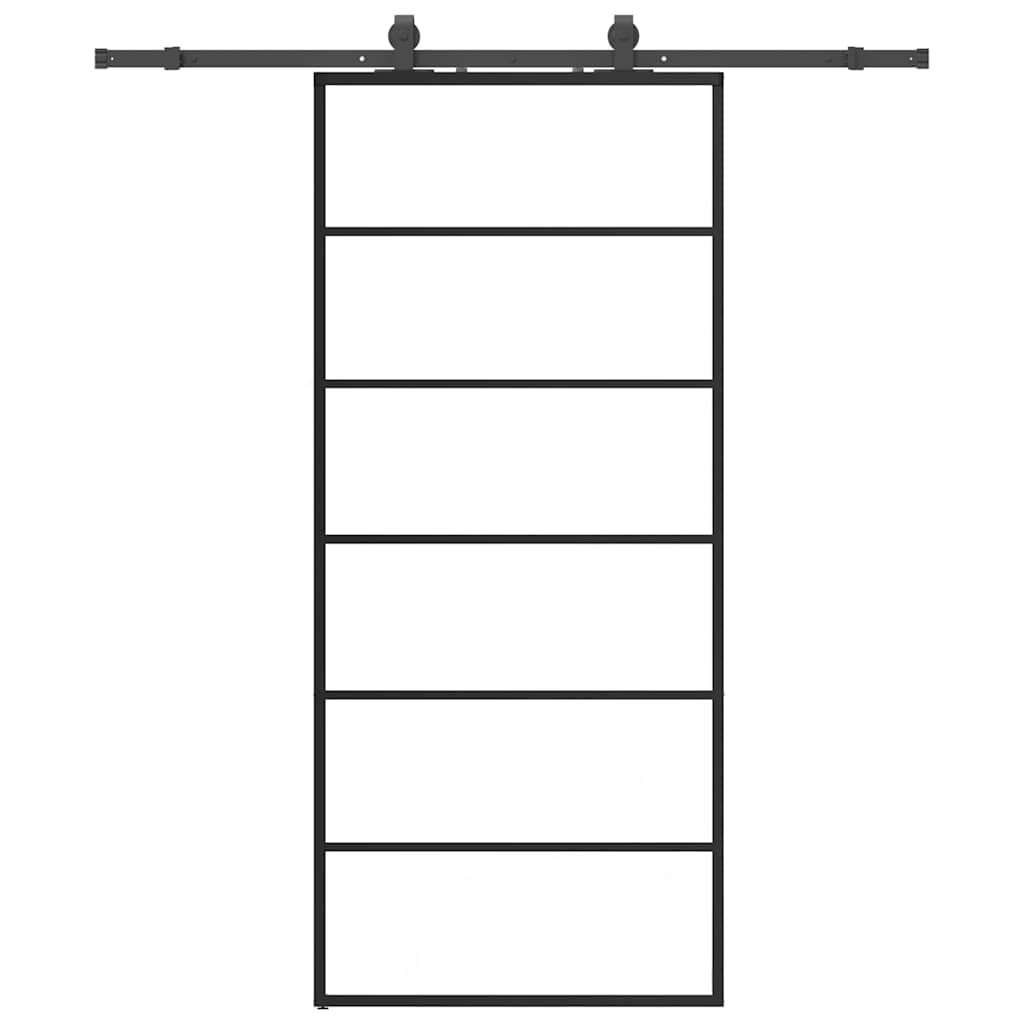 skydedør med hardwaresæt 90x205 cm ESG glas sort