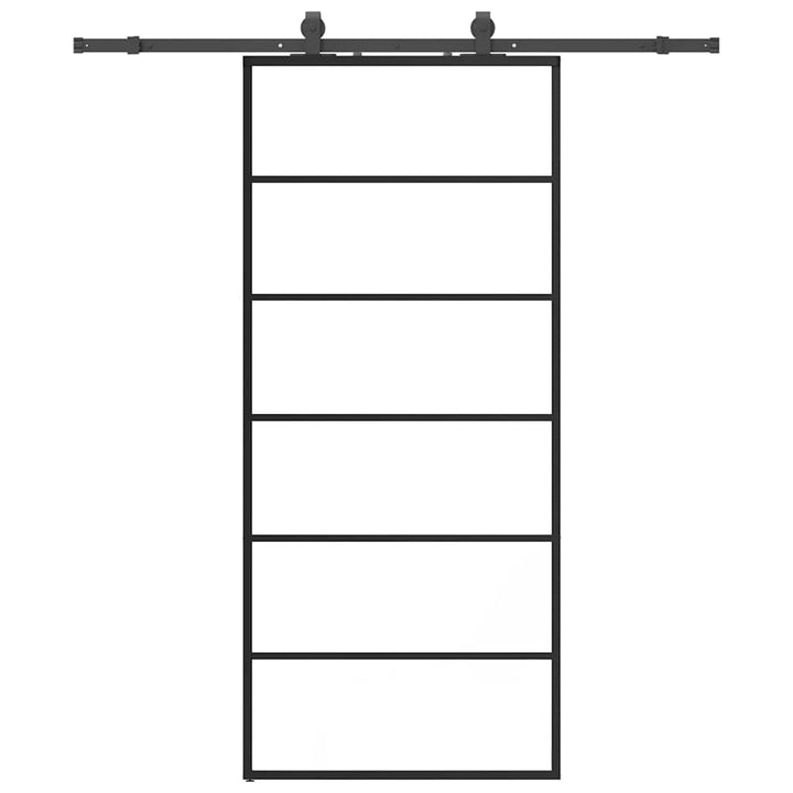 skydedør med hardwaresæt 90x205 cm ESG glas sort