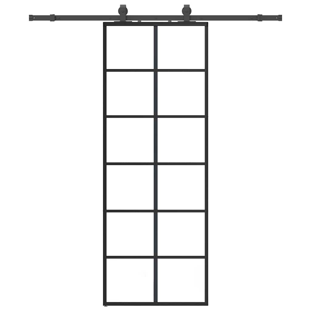 skydedør med hardwaresæt 76x205 cm ESG glas sort