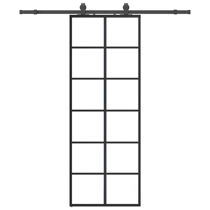 skydedør med hardwaresæt 76x205 cm ESG glas sort