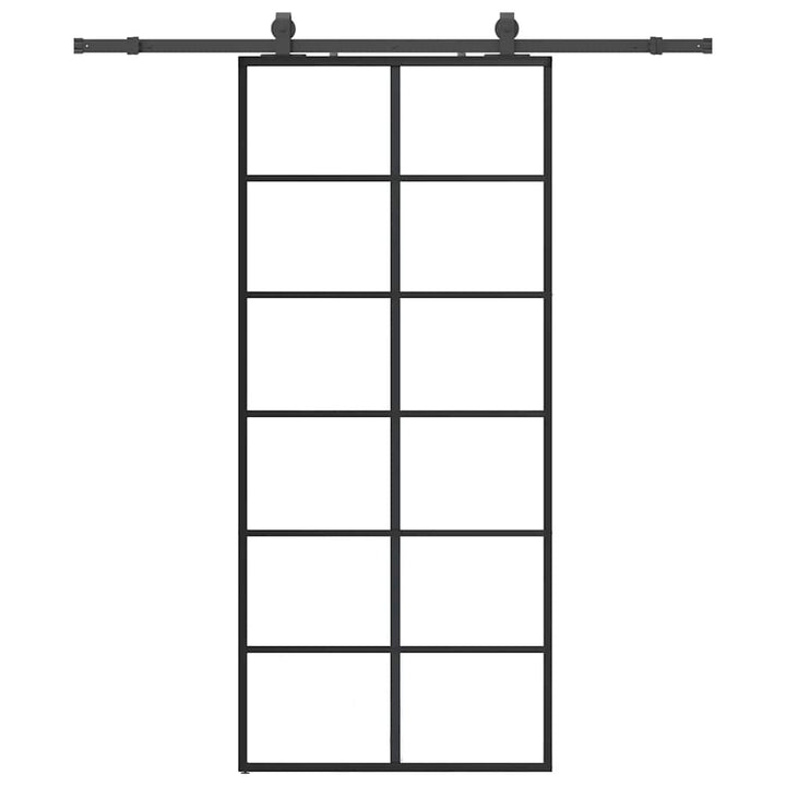 skydedør med hardwaresæt 90x205 cm ESG glas sort