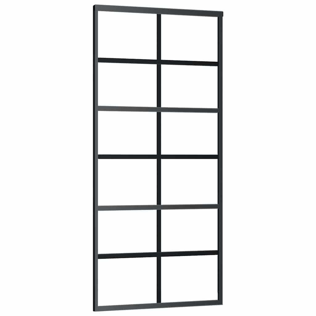 skydedør med hardwaresæt 90x205 cm ESG glas sort