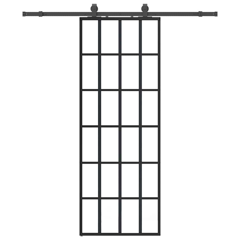 skydedør med hardwaresæt 76x205 cm ESG glas sort
