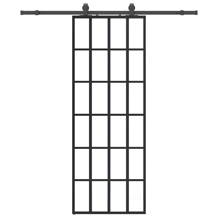 skydedør med hardwaresæt 76x205 cm ESG glas sort