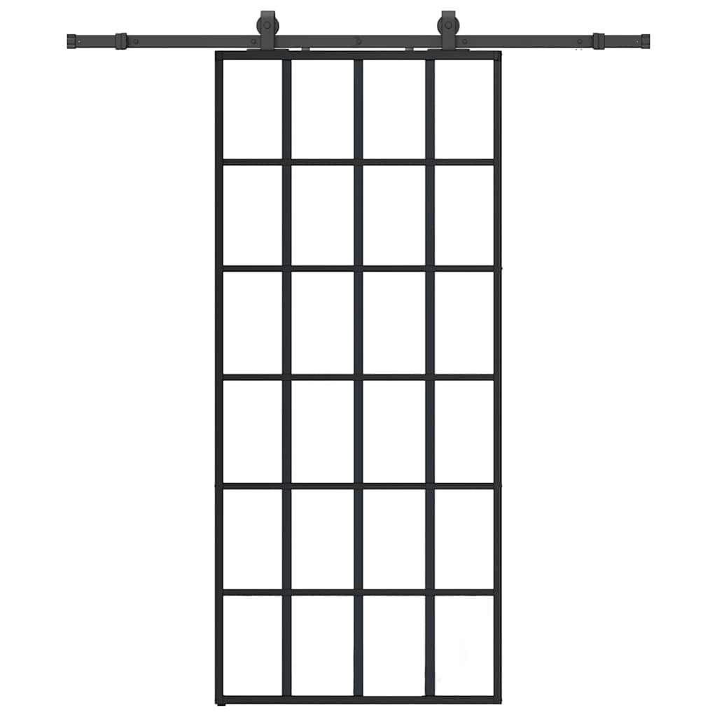 skydedør med hardwaresæt 90x205 cm ESG glas sort