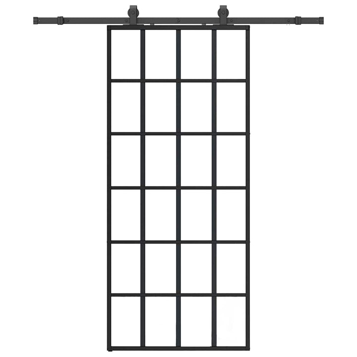 skydedør med hardwaresæt 90x205 cm ESG glas sort