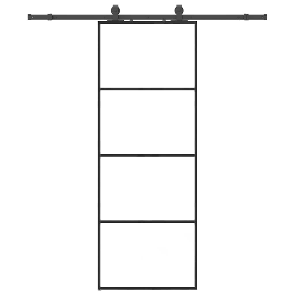 skydedør med hardwaresæt 76x205 cm ESG glas sort