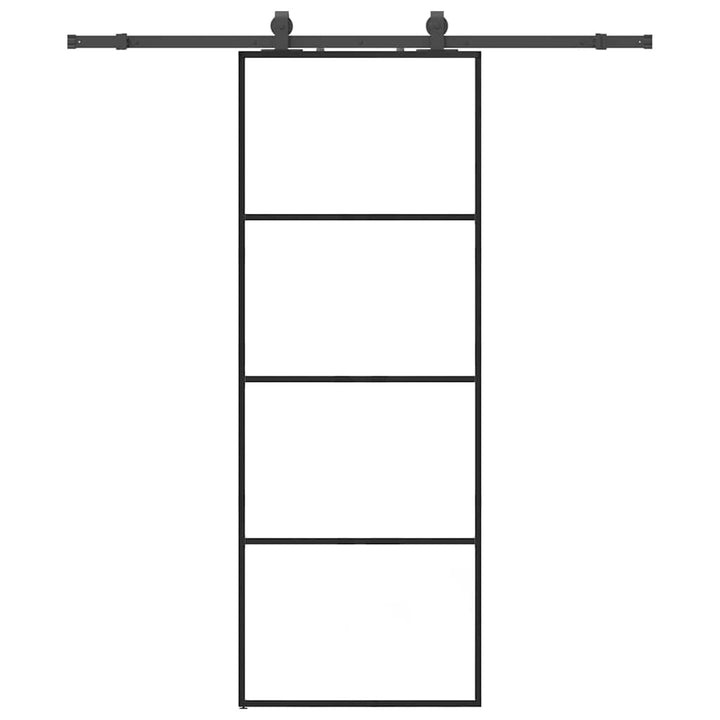 skydedør med hardwaresæt 76x205 cm ESG glas sort