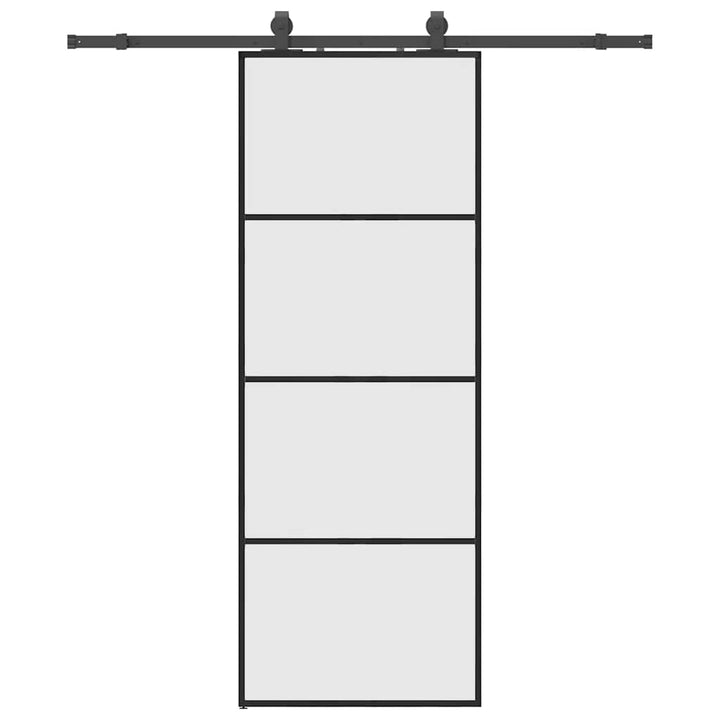 skydedør med hardwaresæt 76x205 cm ESG glas sort