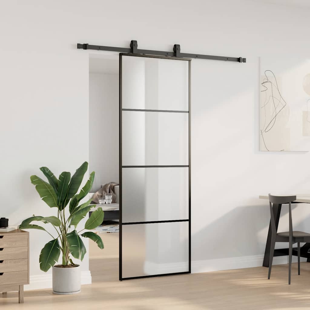 skydedør med hardwaresæt 76x205 cm ESG glas sort
