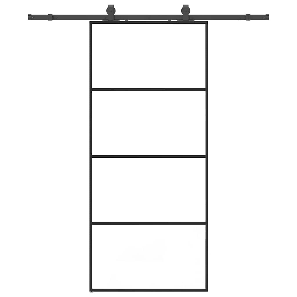 skydedør med hardwaresæt 90x205 cm ESG glas sort