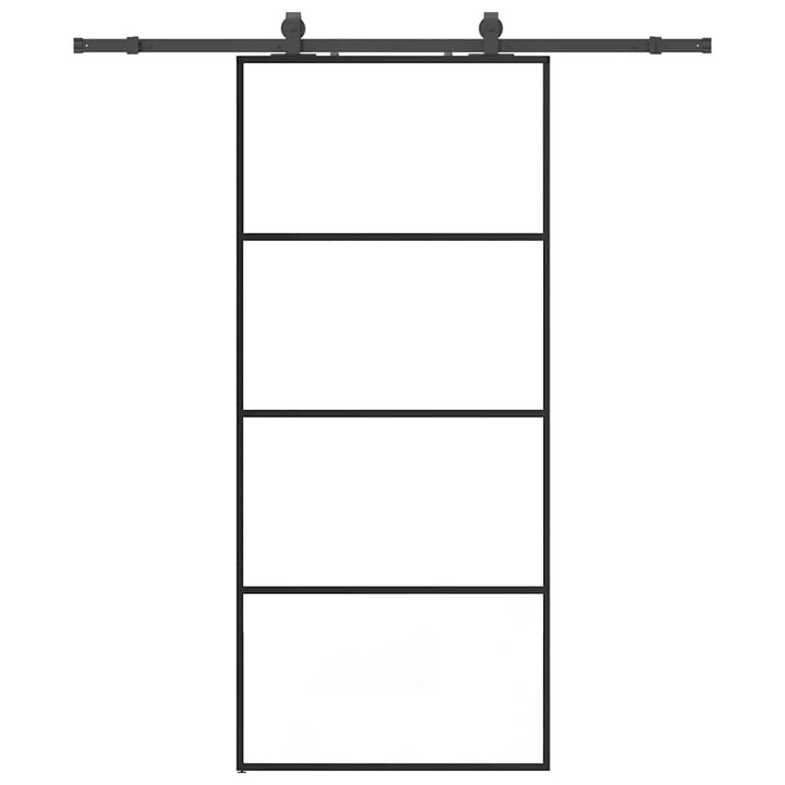 skydedør med hardwaresæt 90x205 cm ESG glas sort