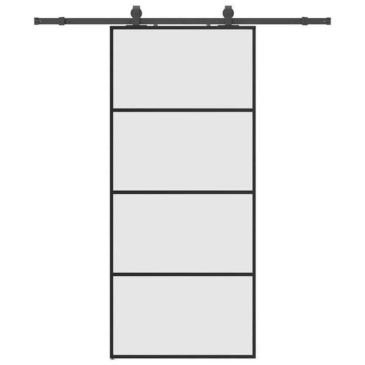 skydedør med hardwaresæt 90x205 cm ESG glas sort