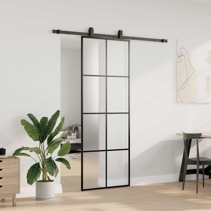 skydedør med hardwaresæt 76x205 cm ESG glas sort