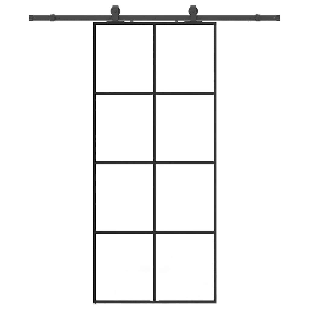 skydedør med hardwaresæt 90x205 cm ESG glas sort