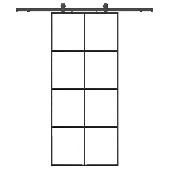 skydedør med hardwaresæt 90x205 cm ESG glas sort