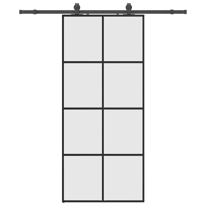 skydedør med hardwaresæt 90x205 cm ESG glas sort