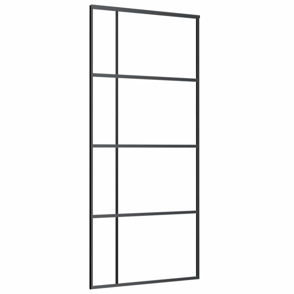 skydedør med hardwaresæt 90x205 cm ESG glas sort