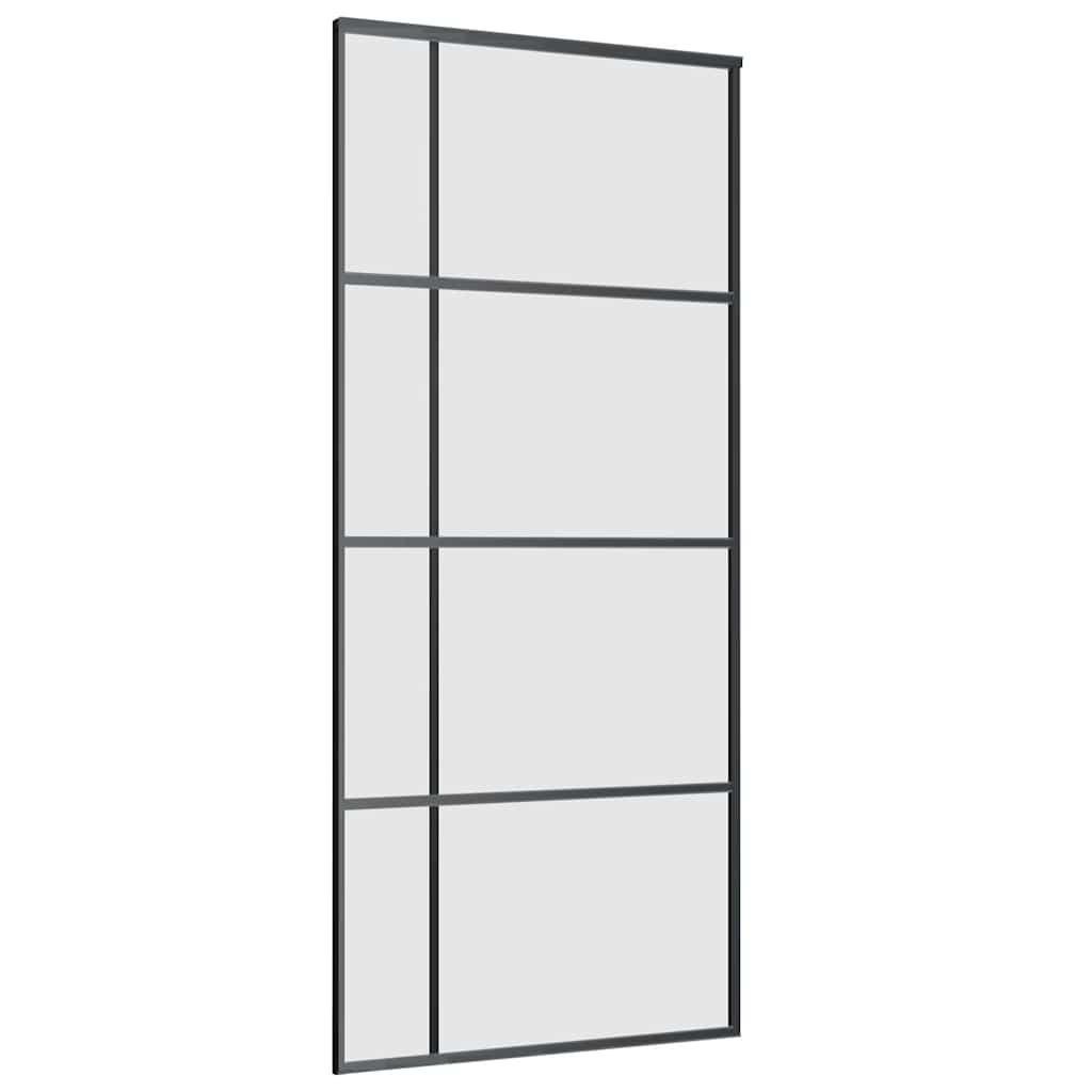 skydedør med hardwaresæt 90x205 cm ESG glas sort
