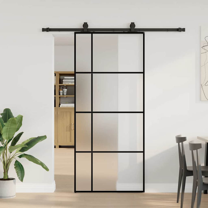 skydedør med hardwaresæt 90x205 cm ESG glas sort