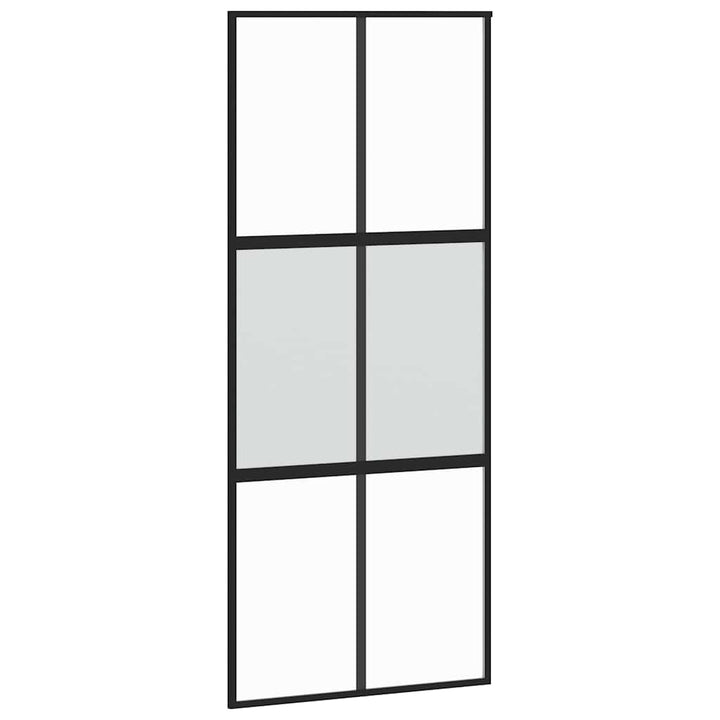 skydedør med hardwaresæt 90x205 cm hærdet glas sort