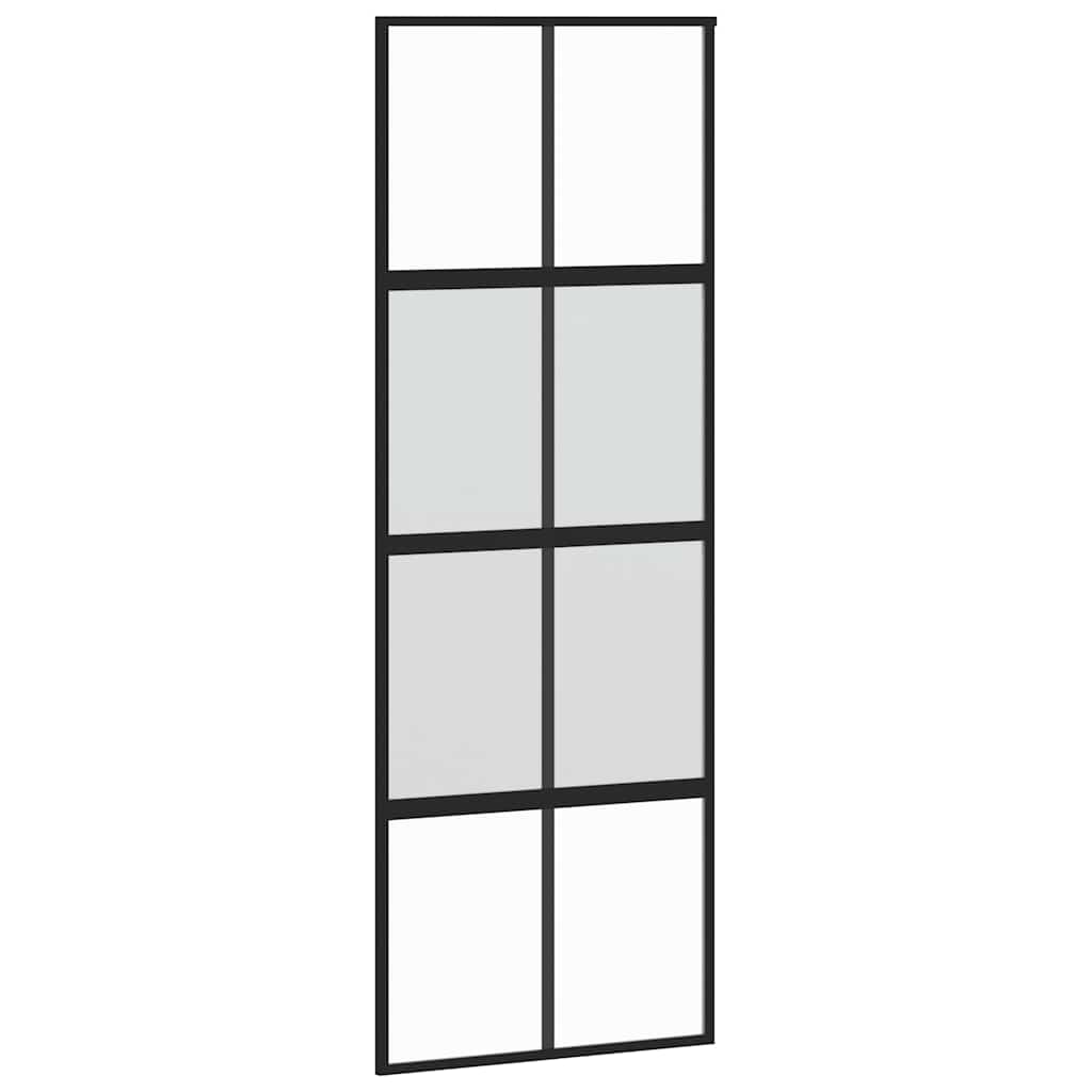 skydedør med hardwaresæt 76x205 cm hærdet glas sort