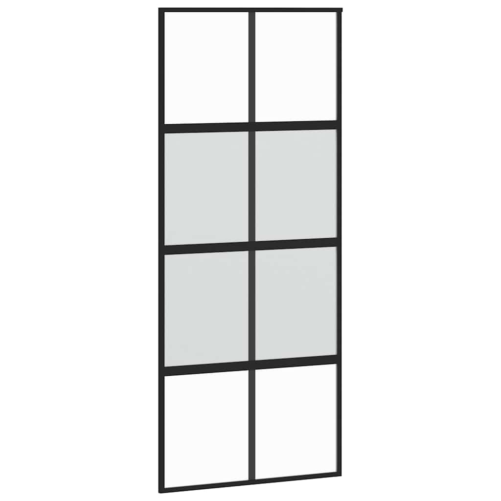 skydedør med hardwaresæt 90x205 cm hærdet glas sort