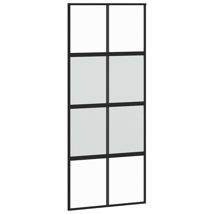 skydedør med hardwaresæt 90x205 cm hærdet glas sort
