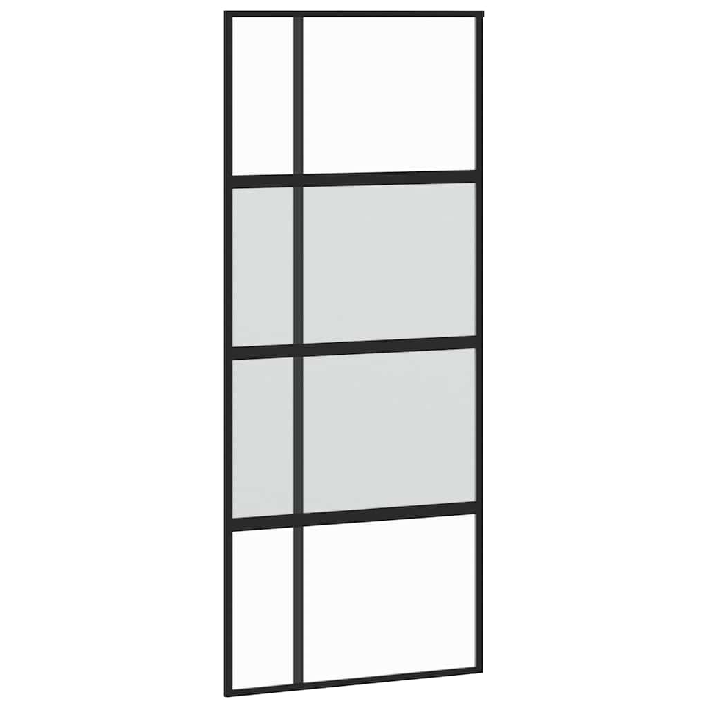 skydedør med hardwaresæt 90x205 cm hærdet glas sort