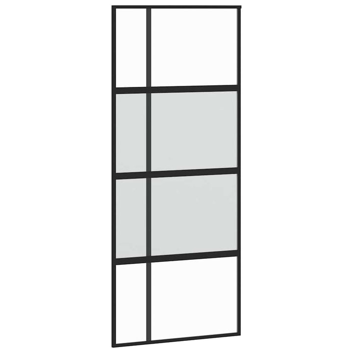 skydedør med hardwaresæt 90x205 cm hærdet glas sort