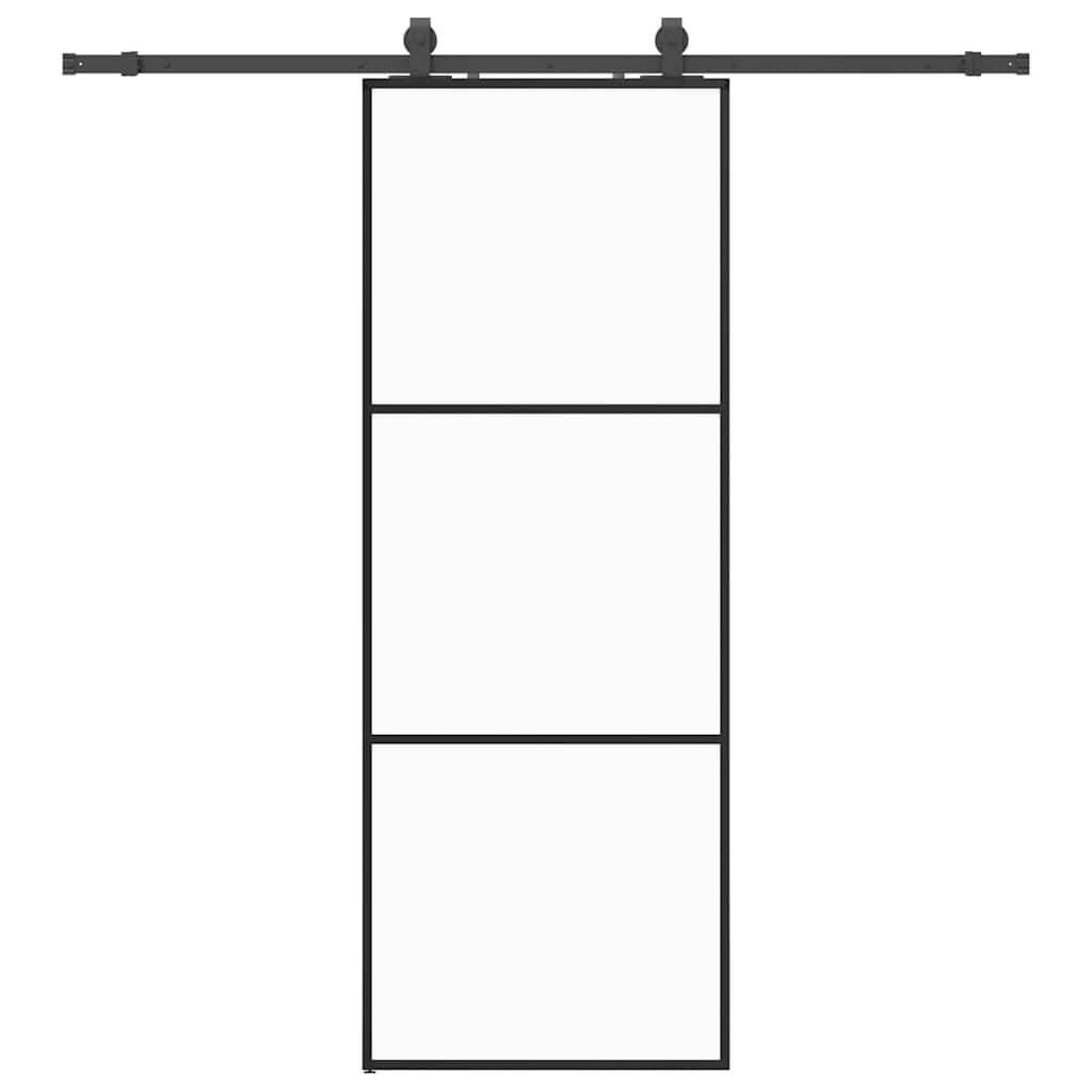 skydedør med hardwaresæt 76x205 cm ESG glas sort