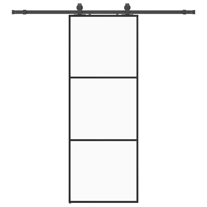 skydedør med hardwaresæt 76x205 cm ESG glas sort