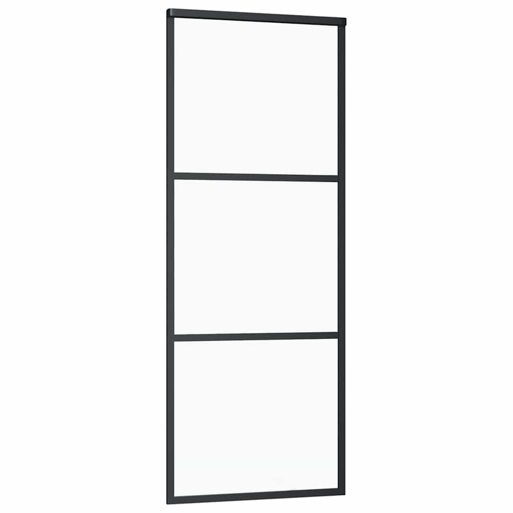 skydedør med hardwaresæt 76x205 cm ESG glas sort