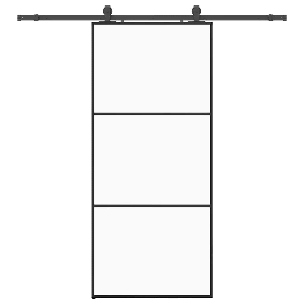 skydedør med hardwaresæt 90x205 cm ESG glas sort