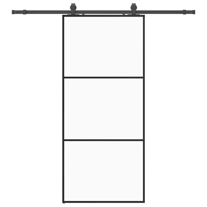 skydedør med hardwaresæt 90x205 cm ESG glas sort