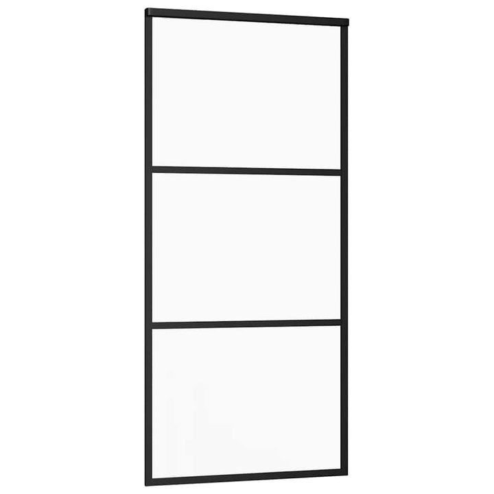 skydedør med hardwaresæt 90x205 cm ESG glas sort