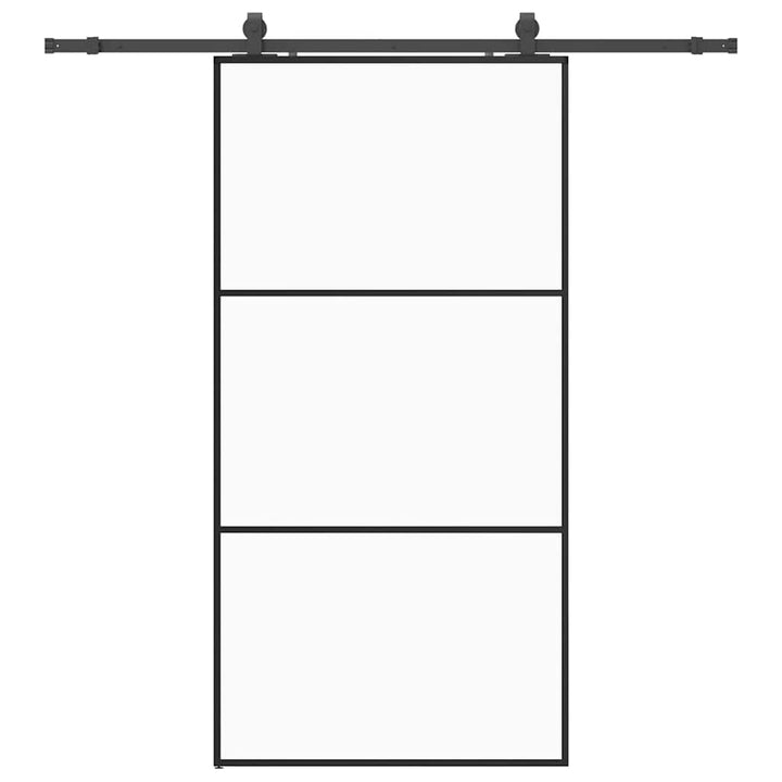 skydedør med hardwaresæt 102x205 cm ESG glas sort