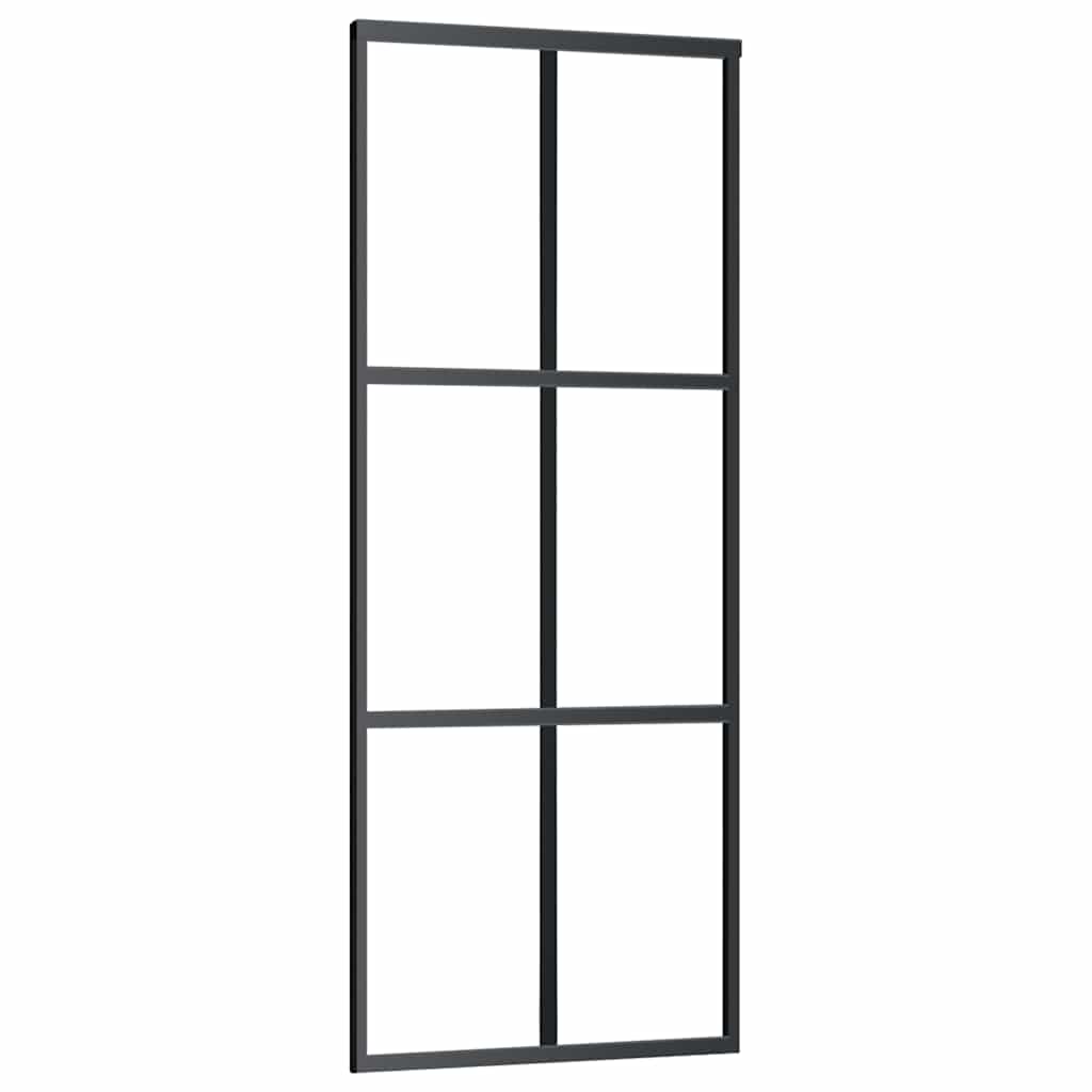 skydedør med hardwaresæt 76x205 cm ESG glas sort