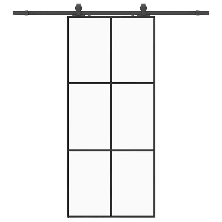 skydedør med hardwaresæt 90x205 cm ESG glas sort