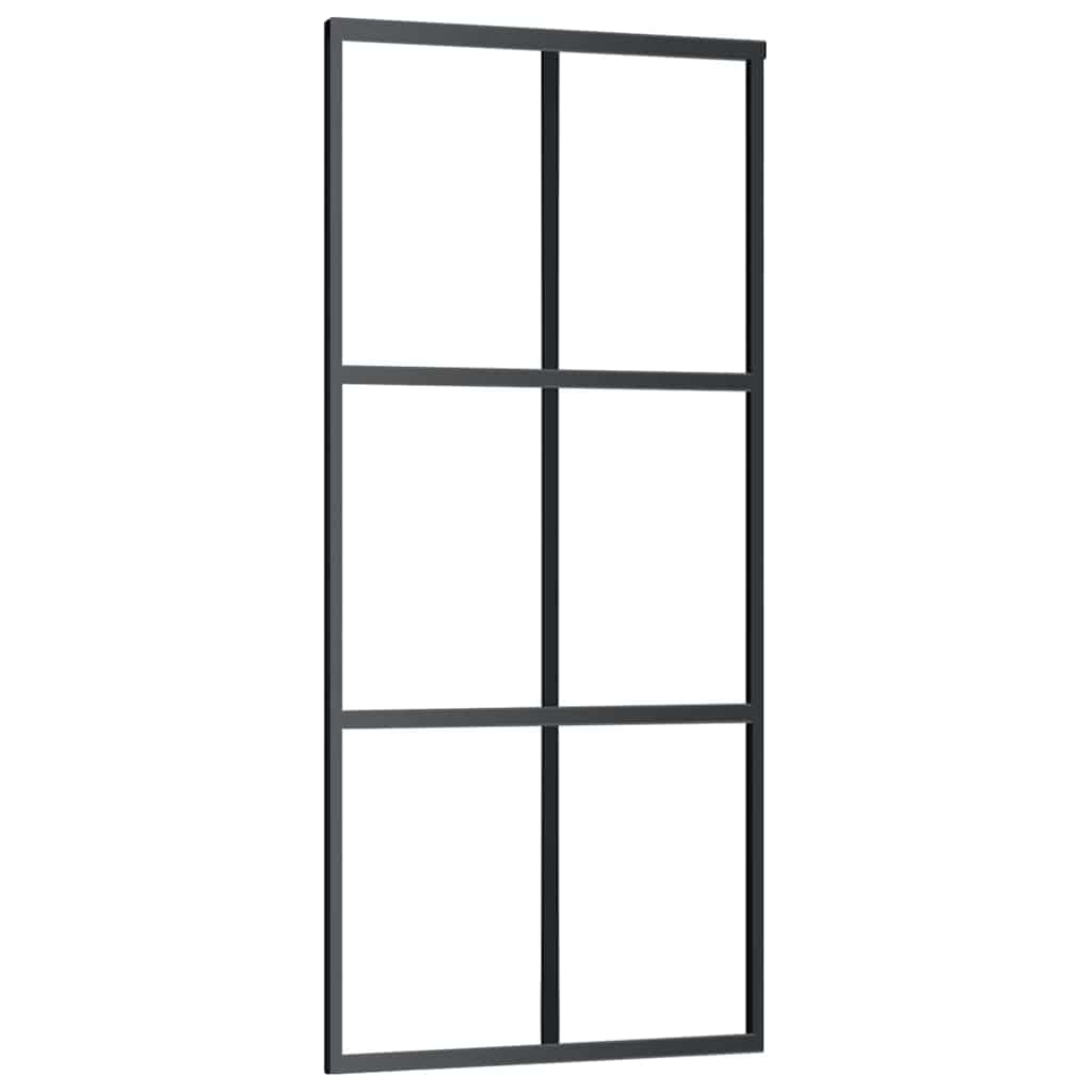 skydedør med hardwaresæt 90x205 cm ESG glas sort