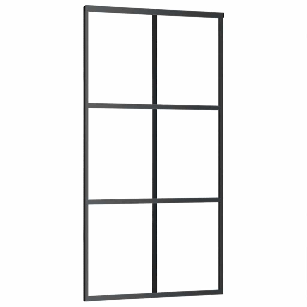 skydedør med hardwaresæt 102x205 cm ESG glas sort