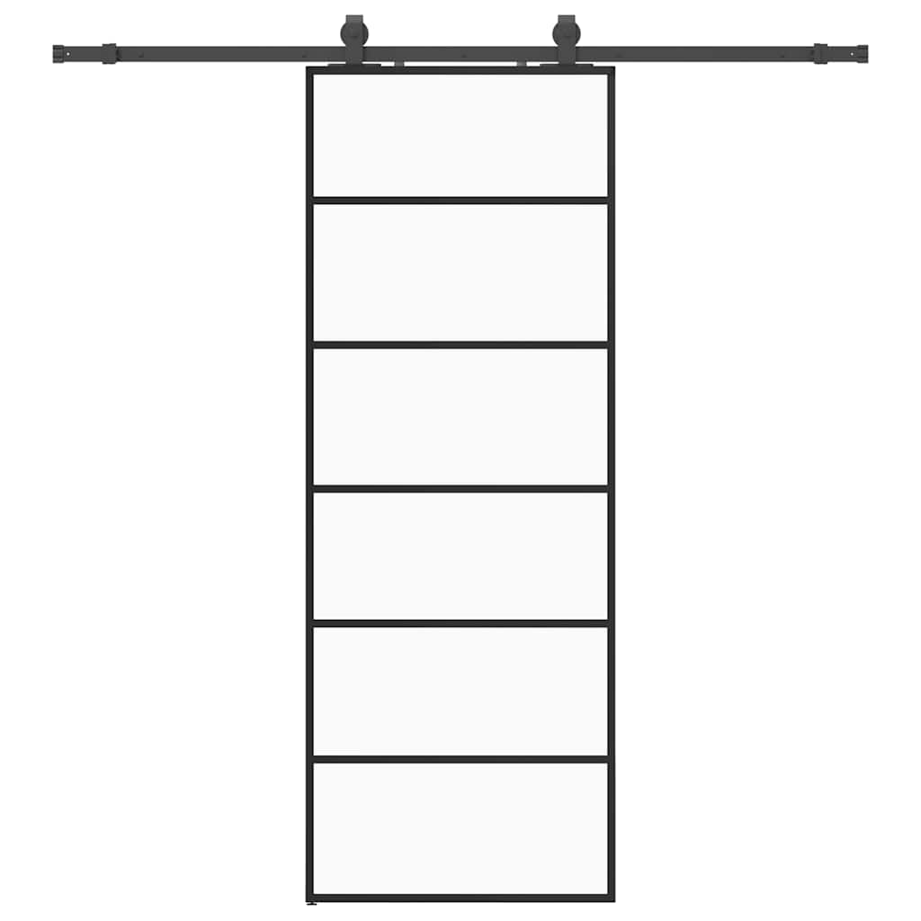 skydedør med hardwaresæt 76x205 cm ESG glas sort