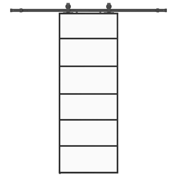 skydedør med hardwaresæt 76x205 cm ESG glas sort