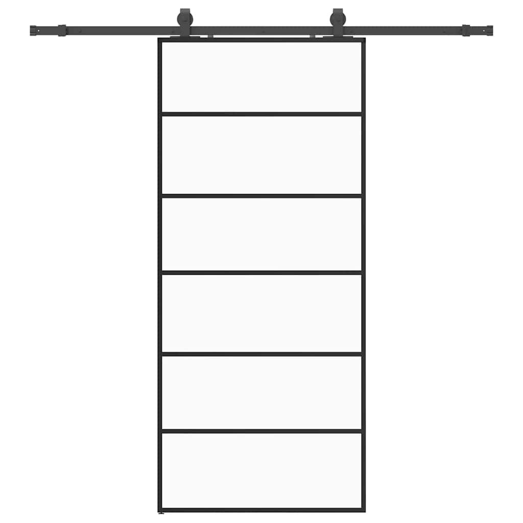 skydedør med hardwaresæt 90x205 cm ESG glas sort
