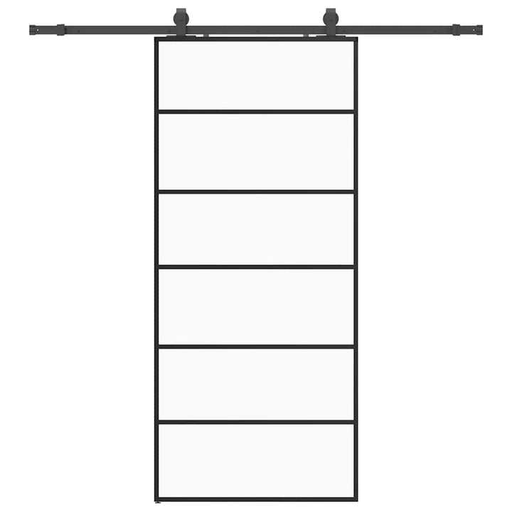 skydedør med hardwaresæt 90x205 cm ESG glas sort