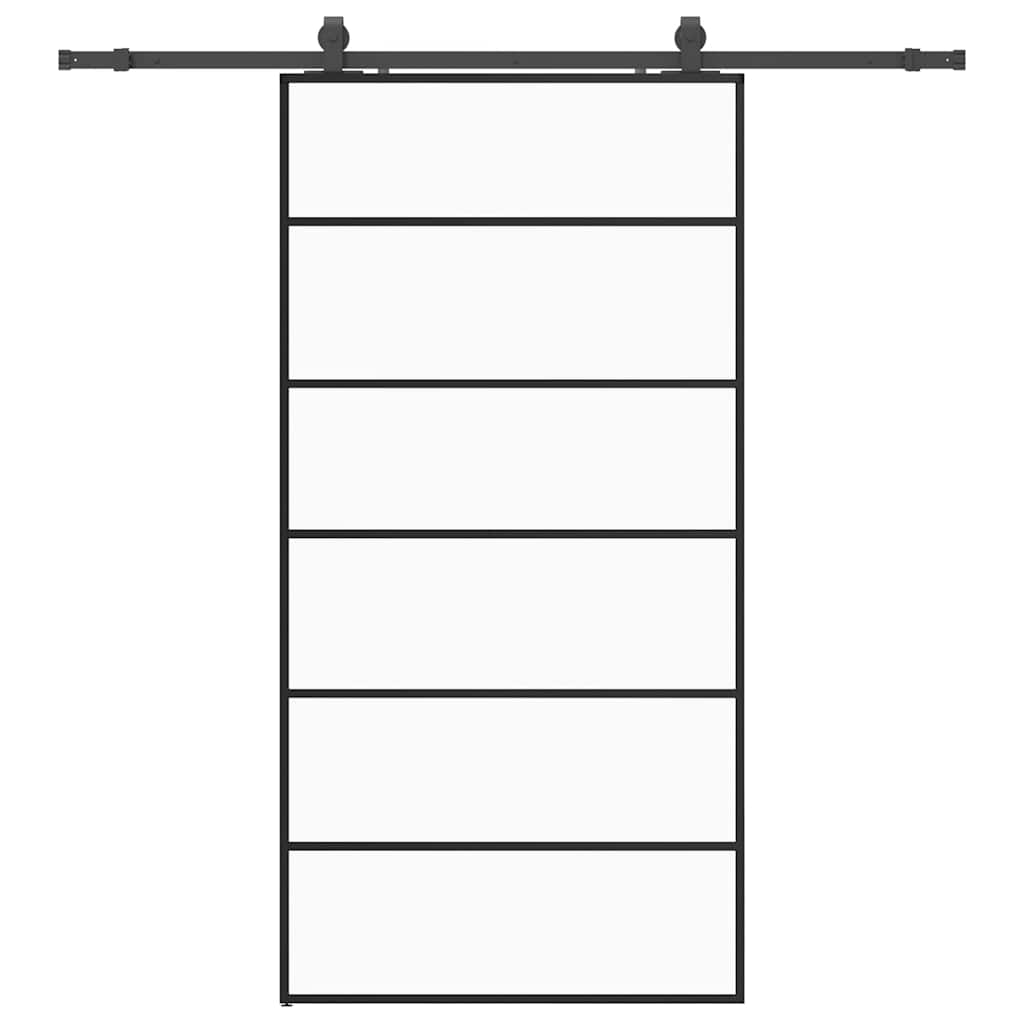 skydedør med hardwaresæt 102x205 cm ESG glas sort