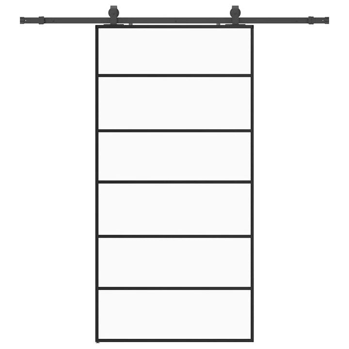 skydedør med hardwaresæt 102x205 cm ESG glas sort